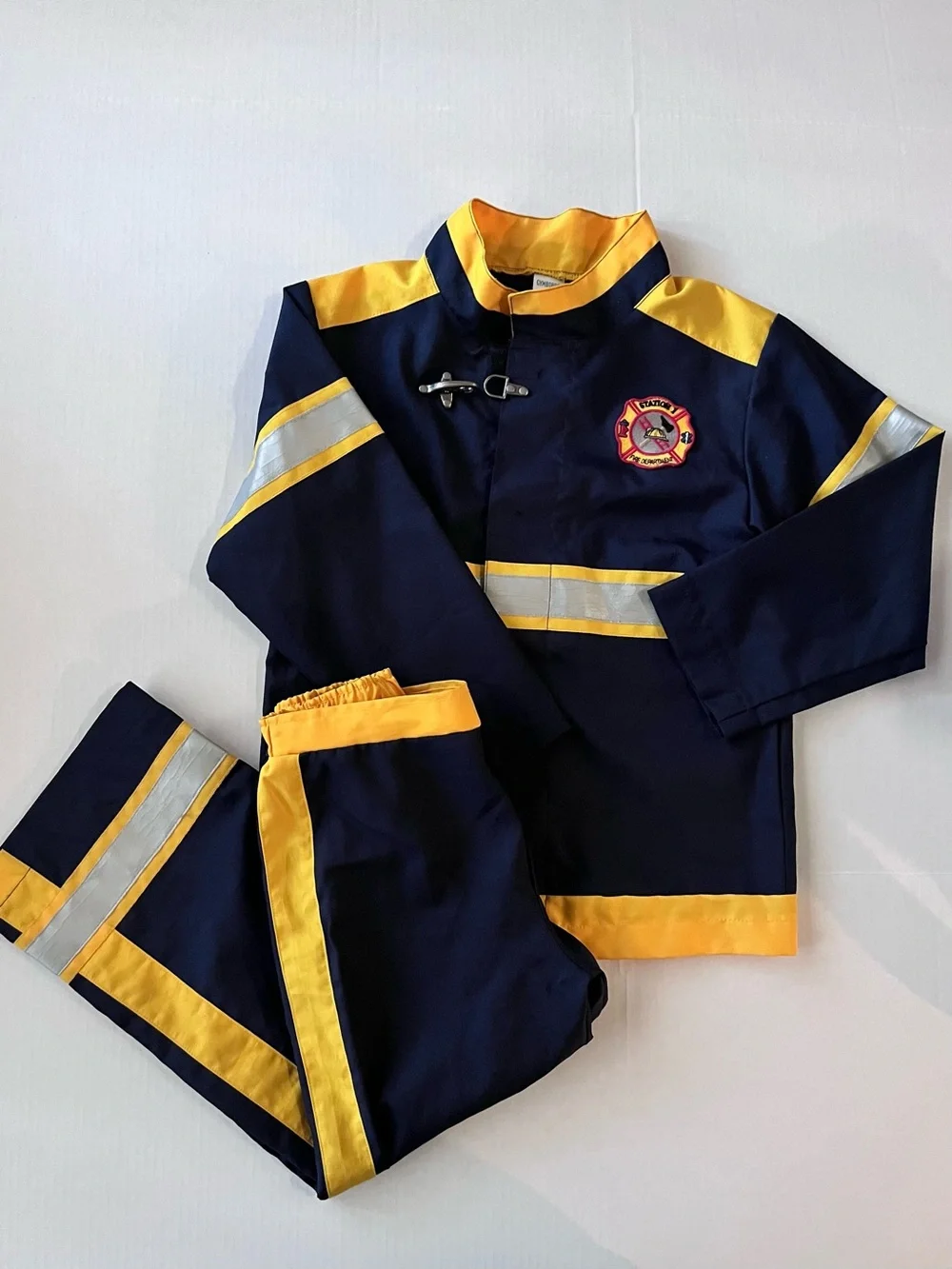 Gymboree Navy Yellow Firefighter Kids Costume 5-6 Halloween Dress Up Play